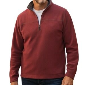 Saddlebred Men's Burgundy Fleece‎ Quarter Zip Pullover Long Sleeve Size M Casual